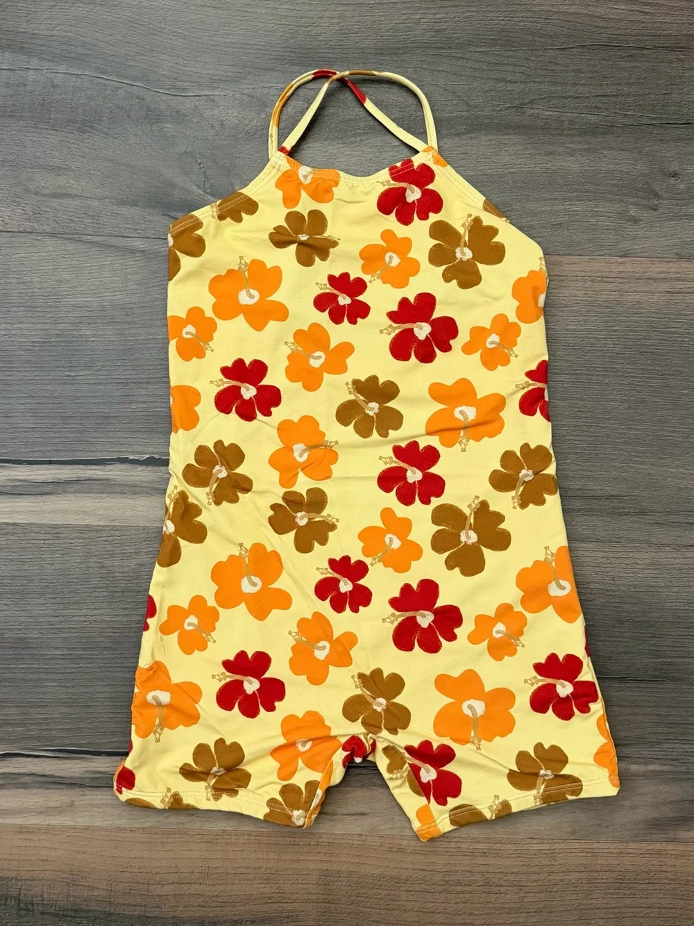 Zara Girl's Yellow Floral Print Guldor Surf Romper Swimsuit Size 9-10